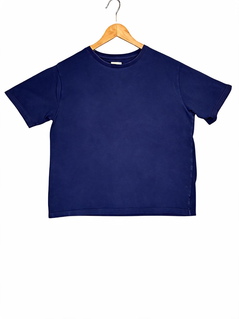KHAITE Navy Ribbed Cotton Crewneck Tee Medium